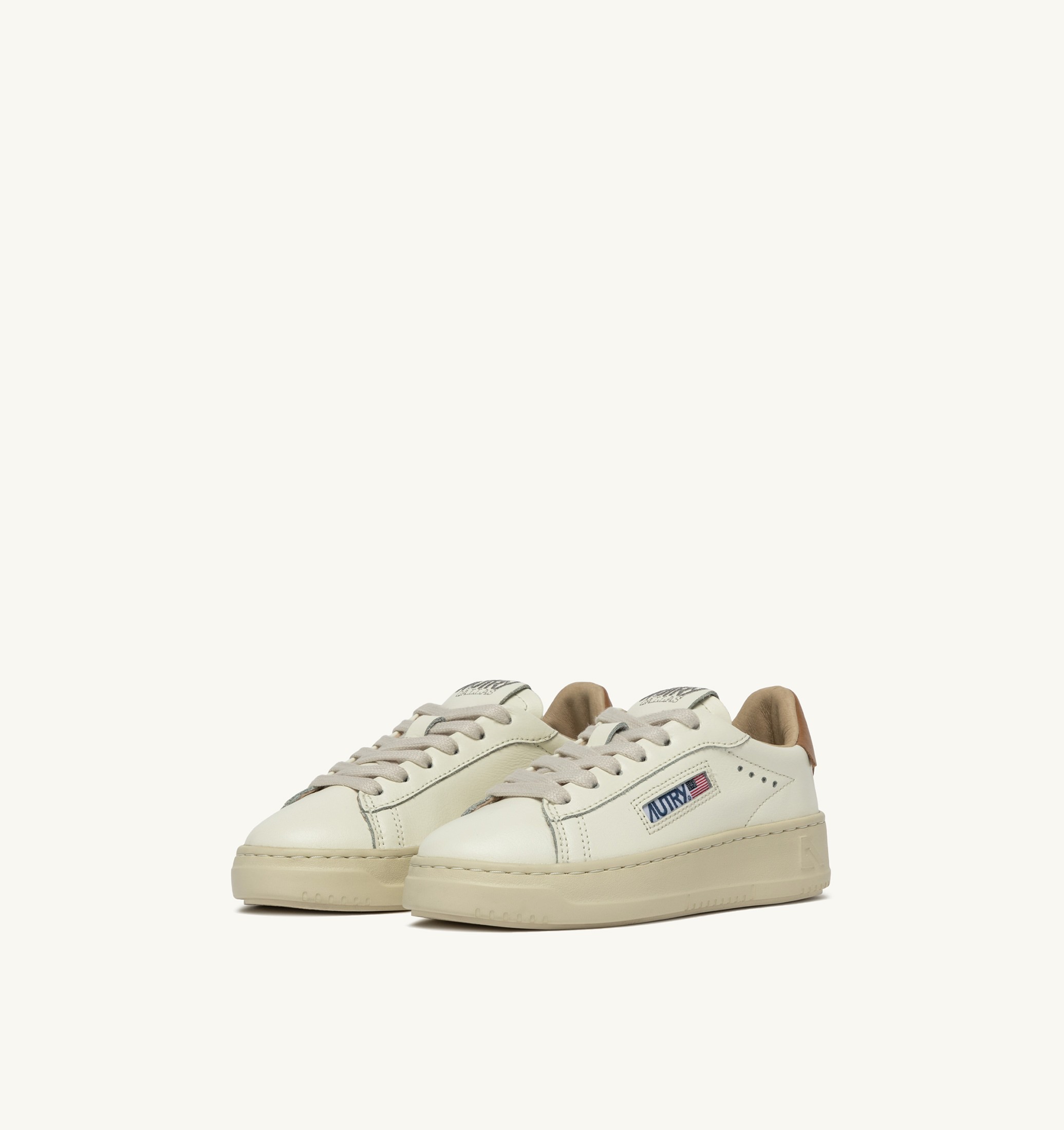 SNEAKERS DALLAS KIDS LOW IN PELLE MARSHMALLOW E BROWN SUGAR
