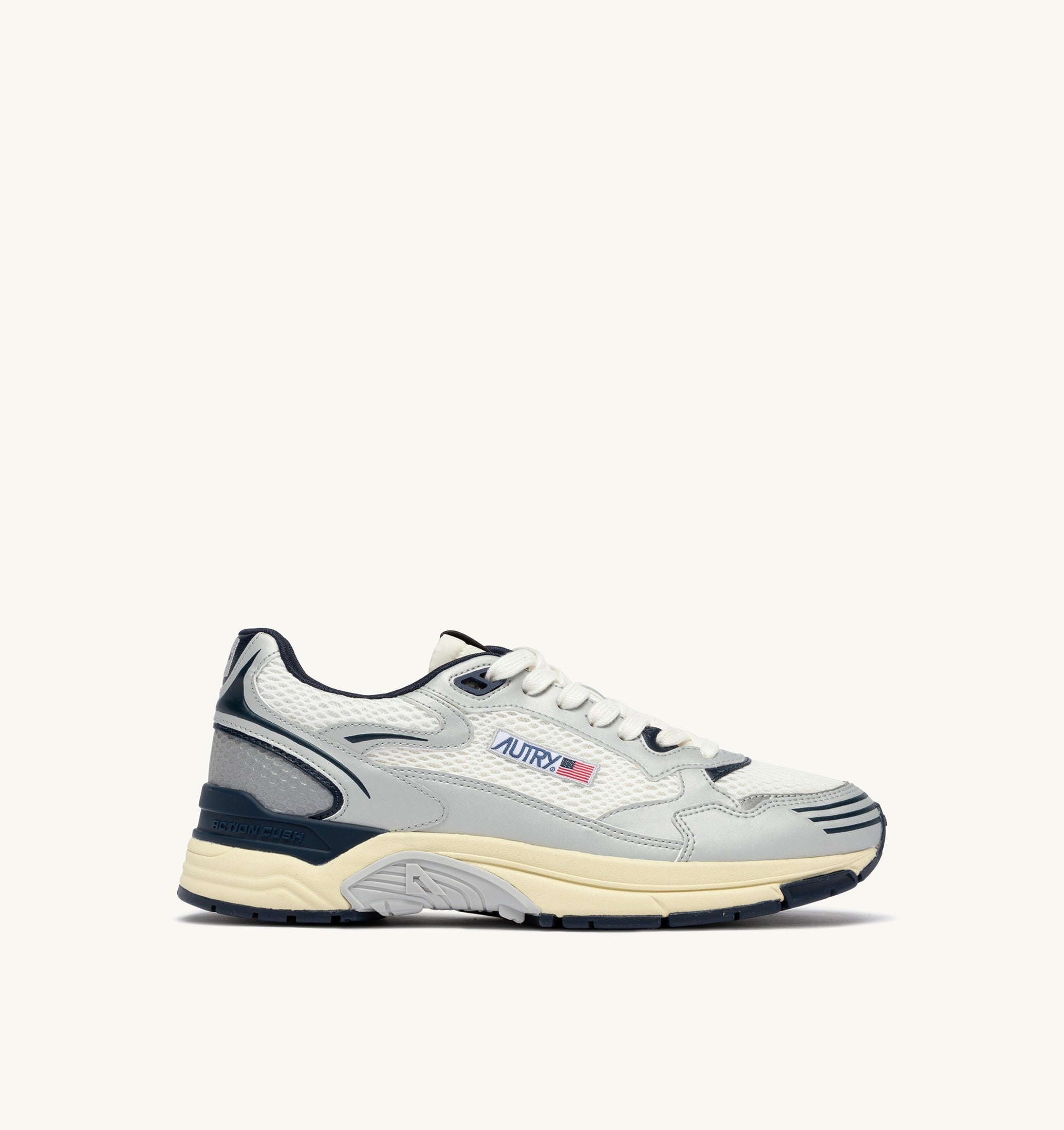 SNEAKERS HYPERWAY IN PELLE SINTETICA E MESH BIANCO ARGENTO E SPACE