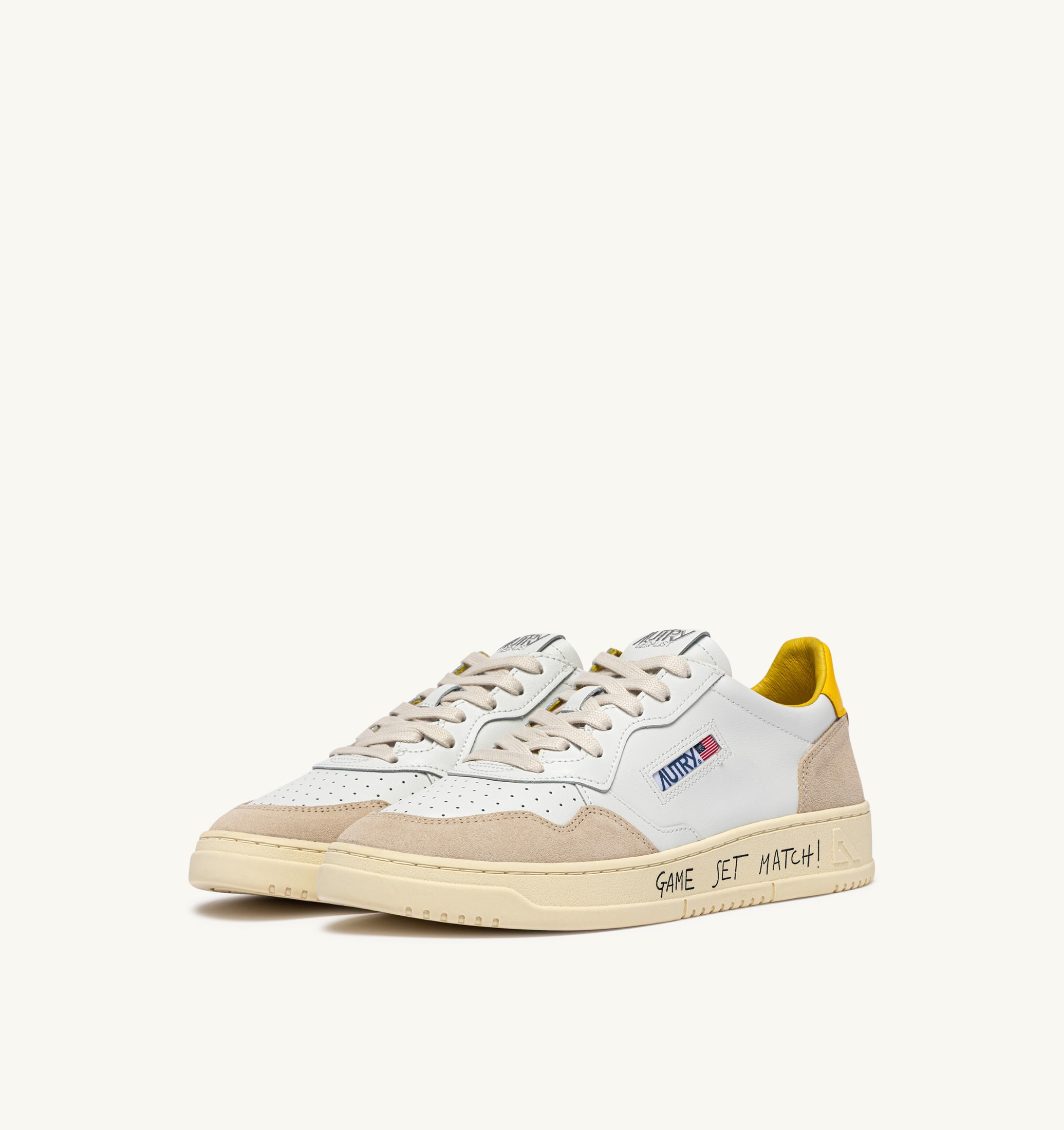 SNEAKERS MEDALIST LOW IN SUEDE E PELLE BIANCA E SLICKER CON LETTERING