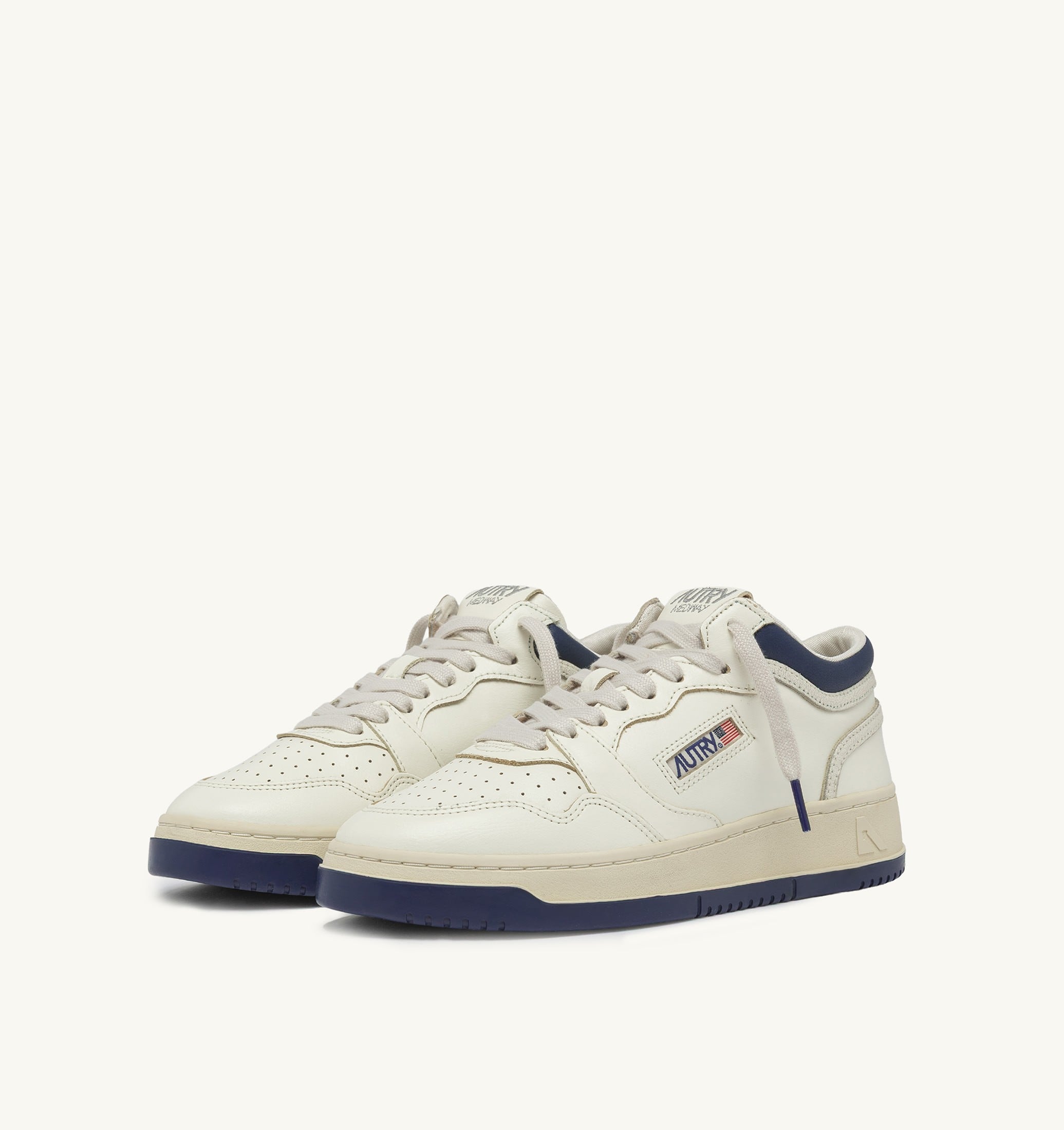 SNEAKERS MED-WAY IN PELLE COLORE MARSHMALLOW E ENSIGN BLU