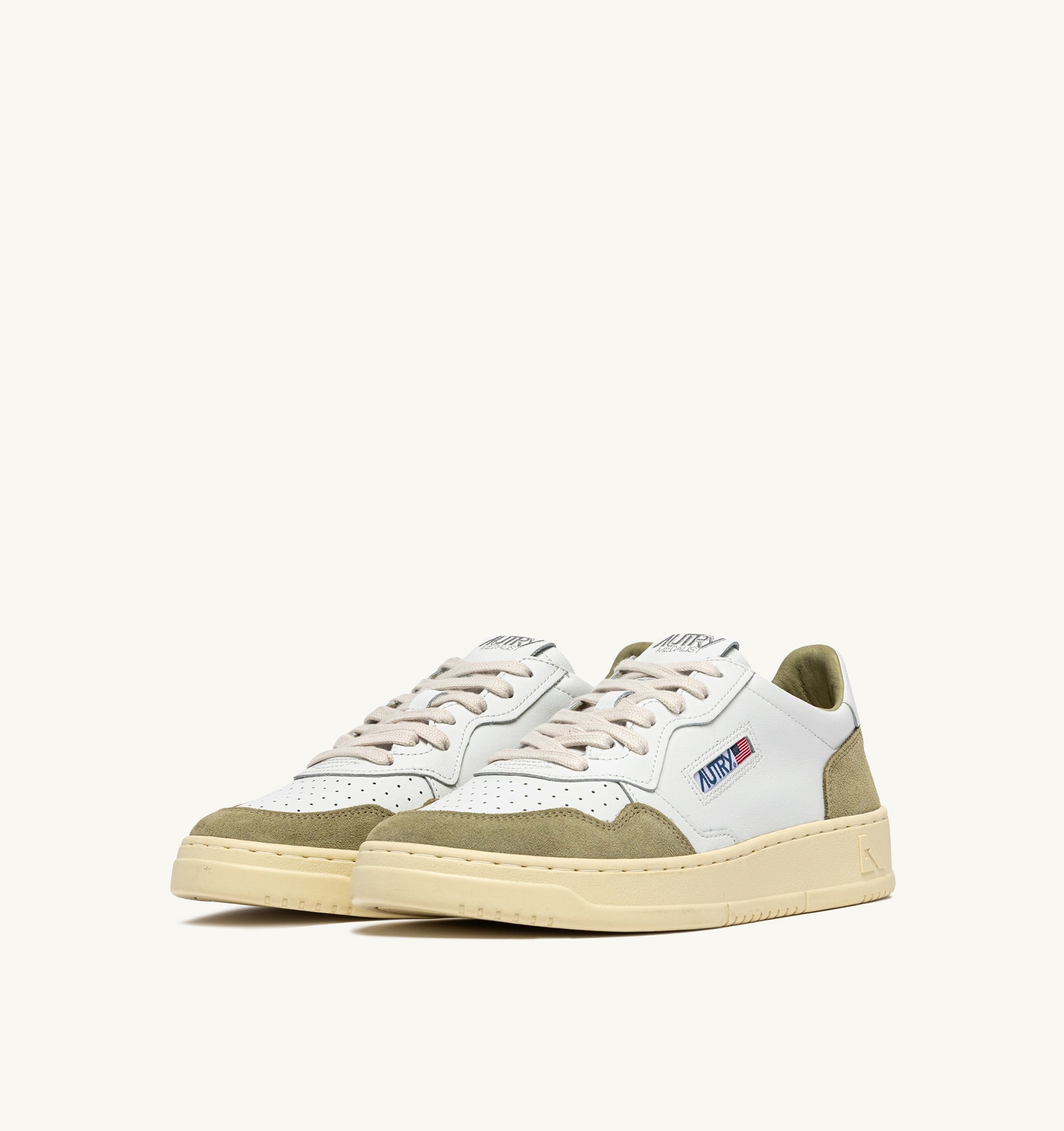 SNEAKERS MEDALIST LOW IN PELLE BIANCA E SUEDE GRAY GREEN