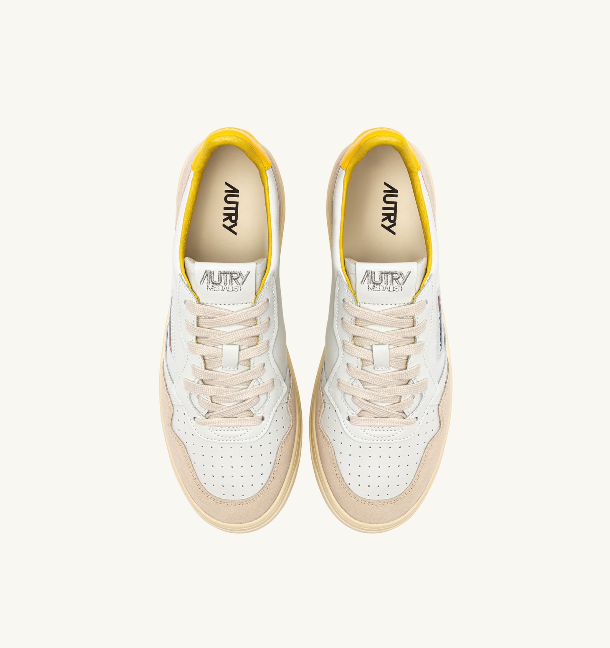 SNEAKERS MEDALIST LOW IN SUEDE E PELLE BIANCA E SLICKER
