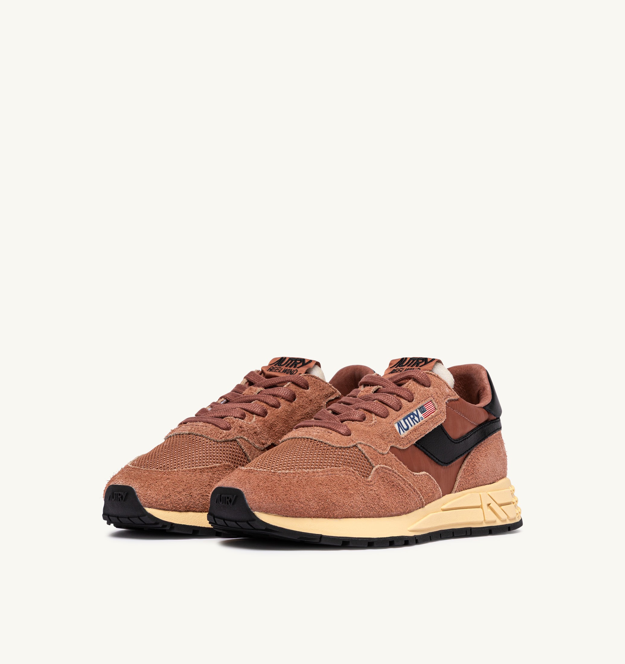 SNEAKERS REELWIND LOW IN NYLON E SUEDE MOCHA E NERO